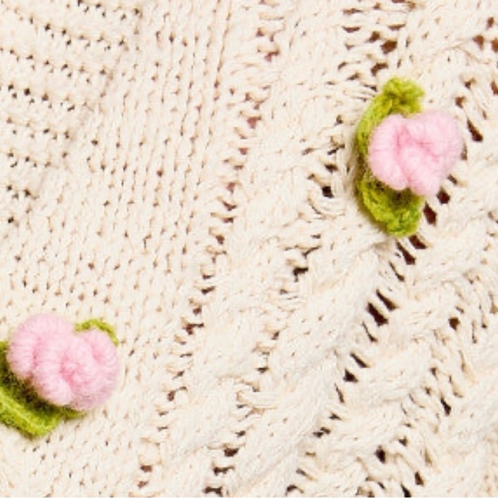 ‼️WOW‼️Le Lis Cream Cardigan with Pink AccentsNWT - Picture 3 of 13